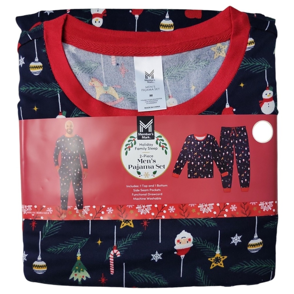 NWT Member's Mark Family Sleep Men's 2-Piece Pajama‎ Set Navy XXL